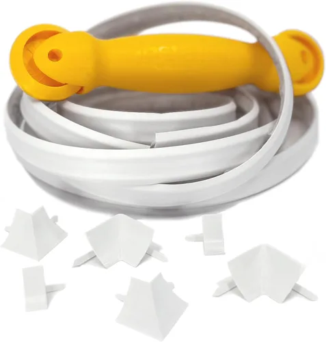 Miniatura 22 de InstaTrim Paquete de Molduras Flexibles Autoadhesivas con Aplicador - Kit de Calafateado de Molduras con Tira de Calafateo Negra de 10 pies de 1/2