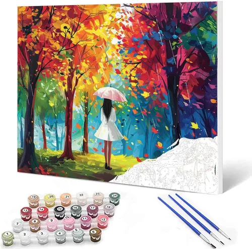 Miniatura 29 de TUMOVO Pintura por números para niñas con flores para adultos, principiantes, mujeres rodeadas de abejas, pintura acrílica por números, pintura