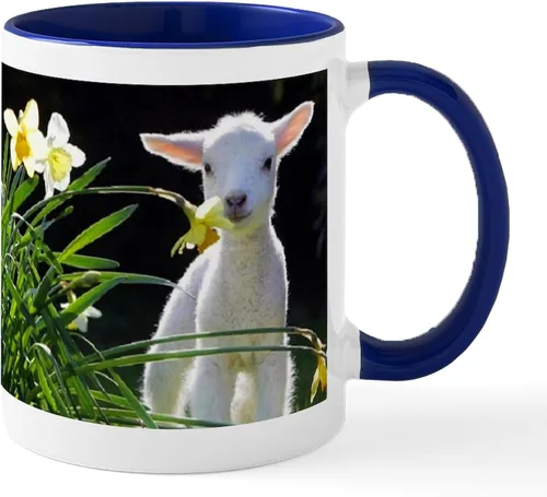 Miniatura 9 de CafePress EASTER LAMB AND FLOWERS - Taza de café de cerámica de 11 oz (11.0 fl oz)