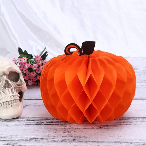 Miniatura 5 de Kalolary Paquete de 8 paquetes de papel de panal de calabaza de Halloween calabaza panal de abeja bola de Halloween, día de Acción de Gracias