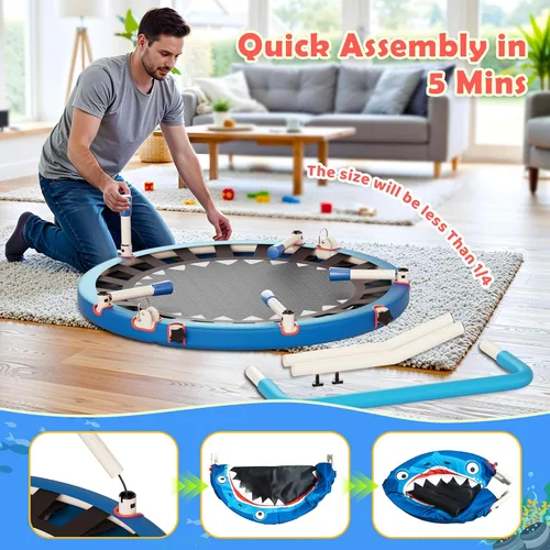 Miniatura 4 de Premium 3FT Foldable Toddler Trampoline for Kids Ages 3-6, 36 Inch ASTM Certified Mini Trampoline with Adjustable Handle, 100 lbs Capacity, Quiet