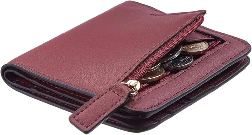 Miniatura 2 de Gostwo - Cartera compacta de piel genuina de lujo para mujer con bloqueo de RFID y ventana de identificación