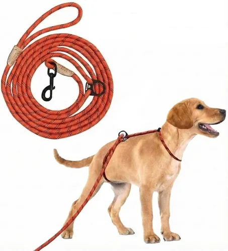 Miniatura 7 de Correa larga de 12 pies para perro, sin tirones, sin estrangulamiento, antitirones, para caminar, doble gancho y a prueba de escapes para todas