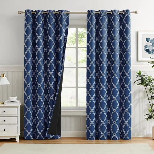 Miniatura 17 de Melodieux Cortinas 100% opacas de 96 pulgadas de largo para sala de estar, dormitorio estilo marroquí, aislamiento térmico, ahorro de energía