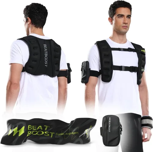 BeatBoost Chaleco con peso para hombre, 10 libras, 15 libras, 20 libras, 25 libras, 30 libras, 35 libras, 40 libras, chaleco de peso con Ironsand