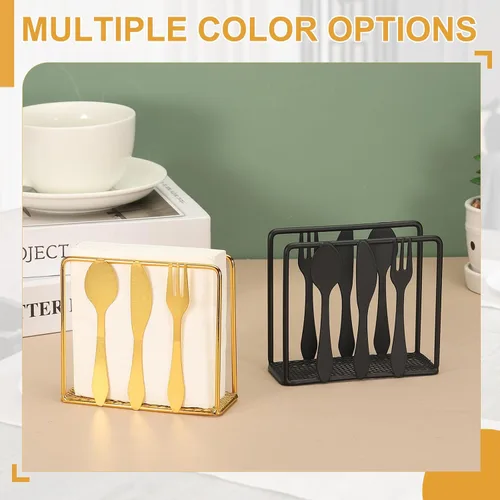 Miniatura 4 de uxcell Servilletero de metal cuadrado de 4.5 x 1.8 x 4 pulgadas, elegante decoración de mesa de hierro rústico para el hogar, cocina, hoteles