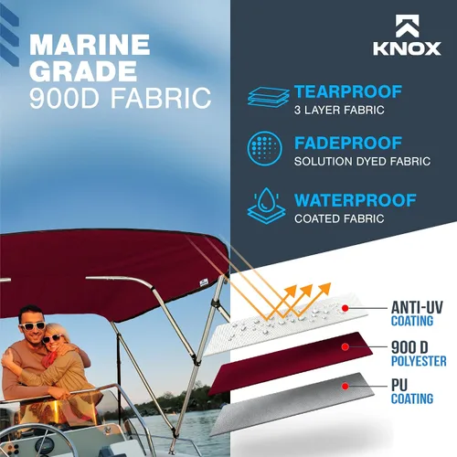 Miniatura 7 de Lona universal de repuesto Bimini de 4 arcos, lona superior Bimini solo con funda de almacenamiento con cremallera, grado marino 900D, impermeable