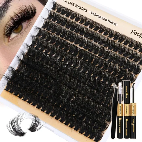 Miniatura 15 de Focipeysa Kit de extensión de pestañas gruesas de volumen completo, kit de extensión de pestañas 40P, kit de extensión de pestañas con pegamento