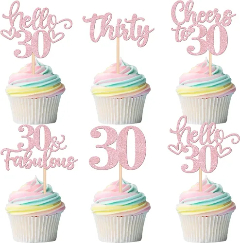 Miniatura 41 de 30 piezas de adornos para cupcakes de 12 cumpleaños feliz, brillantes doce, hola 12, felicitaciones a 12 años, adornos para cupcakes, 12