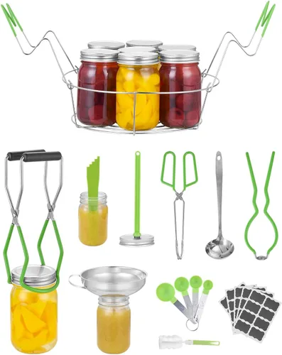 Miniatura 13 de VEVOR Kit de Suministros de Conservas para Principiantes, Kit de Baño de Agua de Acero Inoxidable de 9 Piezas, Set de Herramientas de Conservas