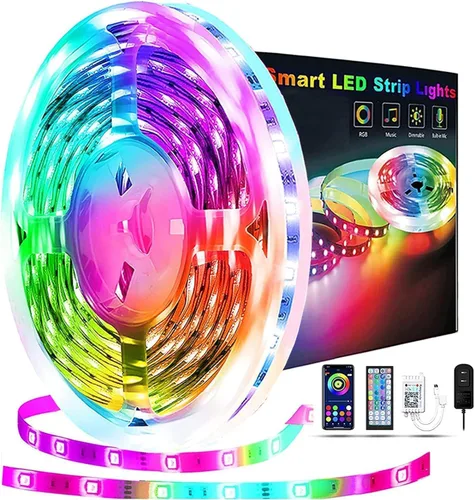 REEMEER - Luces LED de 50 pies, tira de luces inteligentes con control de aplicación y sincronización con música, luces LED RGB que cambian de color