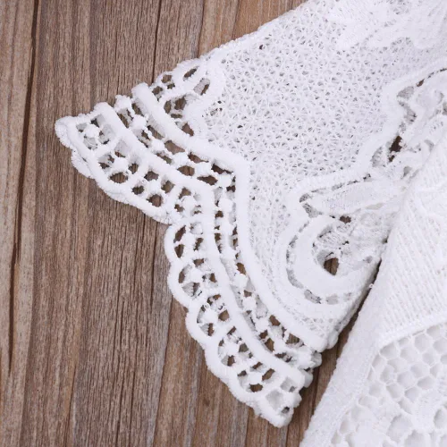 Miniatura 4 de Bebé Bebé Niña Blanca Hueco Ruffles Manga Encaje Mameluco Sunsuit Body