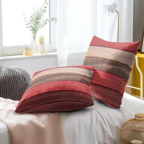 Miniatura 7 de Funda de almohada de madera de color rojo marrón de 18 x 18 pulgadas, fundas de almohada decorativas para el hogar, sofá y cama de 18 x 18 pulgadas