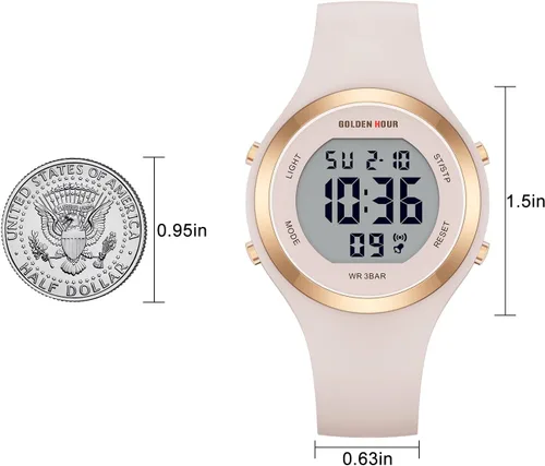 Miniatura 5 de GOLDEN HOUR Reloj de pulsera de silicona con cronógrafo digital impermeable para mujer