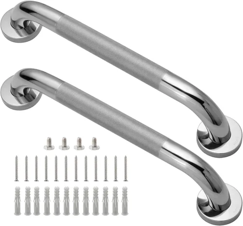 Miniatura 27 de Barra de agarre para ducha, paquete de 2 barras de agarre de baño gris de 12 pulgadas, barras de agarre antideslizantes de acero inoxidable 304
