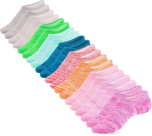 IDEGG - 10 pares de calcetines de algodón tipo invisibles (no se ven) para mujer, de corte bajo, antideslizantes, atléticos, casuales