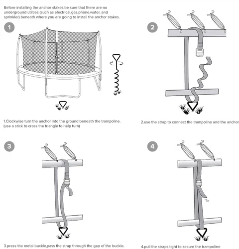 Miniatura 3 de Estacas para trampolín de acero galvanizado, fuerte y galvanizado, kit de anclaje de alto viento para trampolín, tiendas de campaña, anclajes