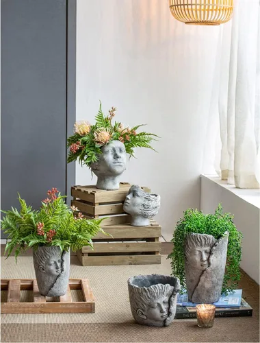 Miniatura 7 de A&B Home Profile Head - Maceta para exteriores, 8 pulgadas, acabado gris