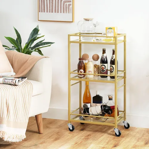 MAHANCRIS Carrito de bar para el hogar, carrito de bebidas de 3 niveles con ruedas, carrito de servicio de bar en casa, carrito de mini bar para