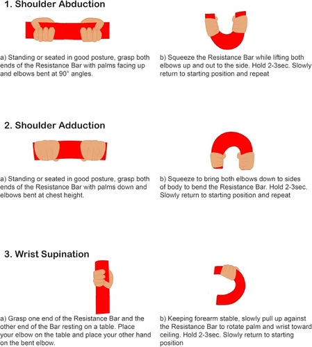 Miniatura 8 de FlintRehab Barras flexibles para terapia física (paquete de 3), barra flexible de terapia de manos, barra de resistencia para codo de golfista