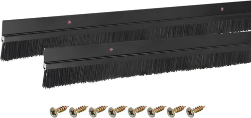 Miniatura 25 de uxcell 2 piezas cepillo de puerta barrido inferior forma H base de aleación de aluminio con cepillo de nailon de 0.4 pulgadas para hogar, industrial