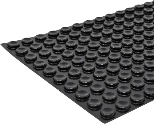 Topes de puerta de goma autoadhesivos empotrados y protectores de pared de 0.500 pulgadas (0.500 in) x 0.140 pulgadas (0.138 in), paquete de 50 Negro