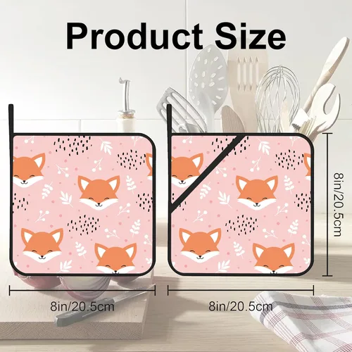 Miniatura 2 de Lindos soportes para ollas de Fox Smile, 2 unidades para cocina, almohadillas calientes resistentes al calor para cocinar a la parrilla, hornear