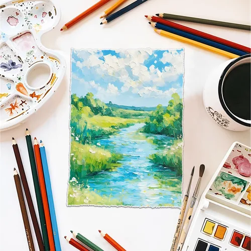 Miniatura 5 de 60 hojas de papel de acuarela de 4 x 6 pulgadas, papel de borde deckled de 220 GSM, papel rugoso / texturizado hecho a mano, utilizado para dibujo