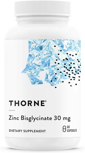 THORNE - Bisglicinato de zinc 30 mg - Apoyo diario para la salud de la piel, los ojos y el sistema inmunológico* - Suplemento de zinc quelado - 60