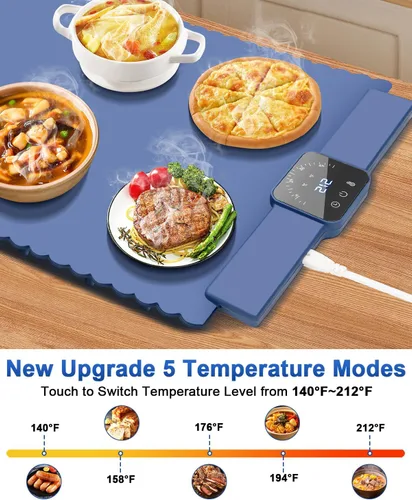 Miniatura 2 de Tapete de calentamiento para alimentos, tapete de calentamiento rápido de alimentos de superficie completa, bandeja de calentamiento eléctrica