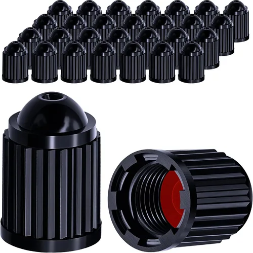 Miniatura 26 de 30 piezas de tapas de vástago de válvula de neumático TPMS, tapas de vástago de válvula de rueda de plástico negro para TR20008 TPMS, tapas