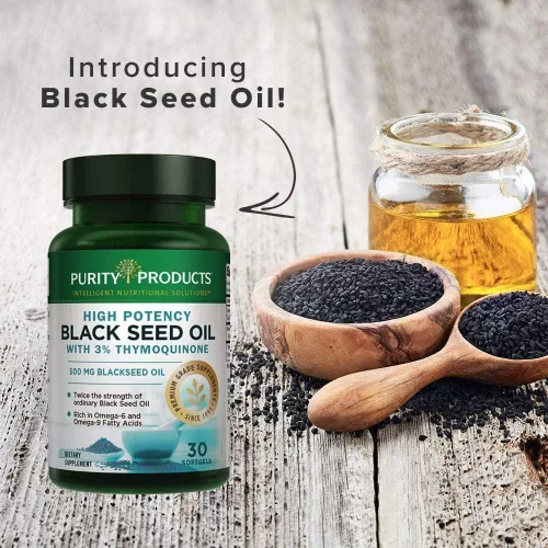 Miniatura 3 de Purity Products Aceite de semilla negra de alta potencia, doble fuerza + prensado en frío, 3% de timoquinona, 500 mg de aceite de semilla de comino