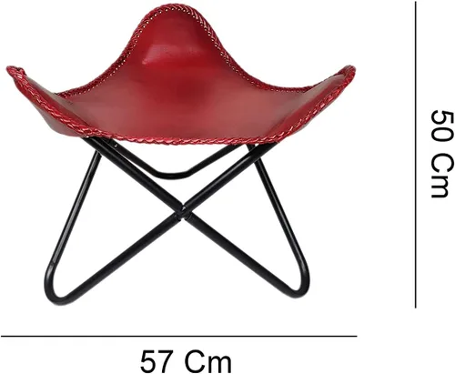 Miniatura 2 de Pie plegable de mariposa de cuero Acento de salón, camping, caminar, caza, senderismo, pesca, viajes (beige)