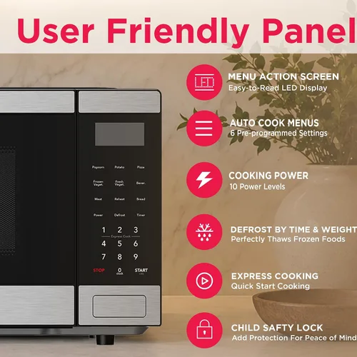 Miniatura 3 de Microondas Frigidaire de 0.9 pies cúbicos, panel de control digital - Configuraciones de cocción automática - Bloqueo de seguridad para niños