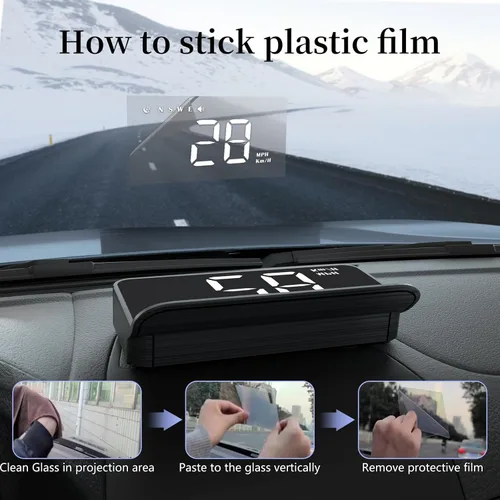Miniatura 7 de AZIJYV Pantalla frontal para automóviles, proyector de velocímetro de parabrisas HUD M1white, velocímetro digital para automóvil con velocidad