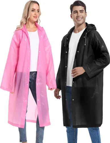 Miniatura 129 de 2 abrigos de lluvia de Borogo para adultos, chaquetas de lluvia reutilizables para hombres y mujeres