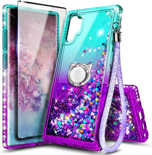 Miniatura 58 de NGB Diseñada para funda Samsung Galaxy Note 10+ (Plus), Rosa/Aguamarina Funda con Purpurina Líquida Brillante Linda para Mujeres Niñas Niños