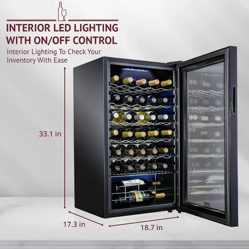 Miniatura 2 de Schmecke - Refrigerador de vino con compresor de 34 botellas con cerradura Gran bodega independiente Refrigerador de vino digital 41f-64f