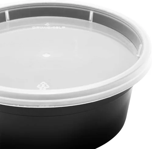 Miniatura 5 de Karat [8oz - 240 ct PP negro moldeado por inyección redondo recipientes de delicatessen con tapas (FP-IMDC8-PPB)