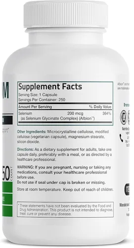 Miniatura 2 de Bronson Selenio 200 mcg – Complejo de aminoácidos quelado libre de levadura - Mineral traza esencial con absorción superior, 250 cápsulas
