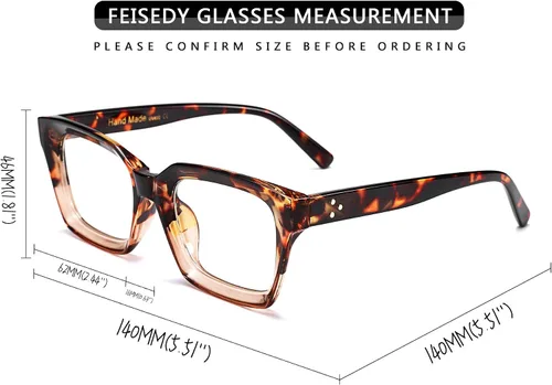 Miniatura 5 de FEISEDY Gafas de lectura retro cuadradas con bloqueo de luz azul, antirreflejos, para fatiga digital, modelo B2479 Leopardo
