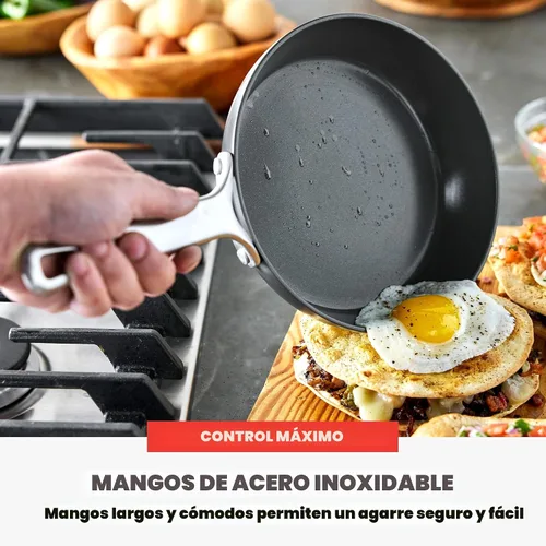 Miniatura 8 de GreenPan x Bobby Flay - Juego de utensilios de cocina anodizado duro antiadherente, 10 piezas, ollas y sartenes de cerámica sin PFAS, apto