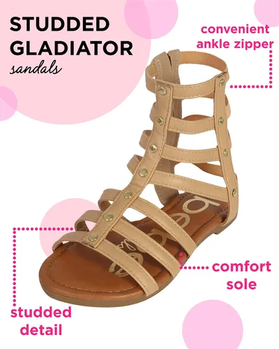 Miniatura 2 de bebe Sandalias para niñas pequeñas Sandalias de gladiador con tachuelas de cuero sintético con cremallera en el tobillo (niñaniña)