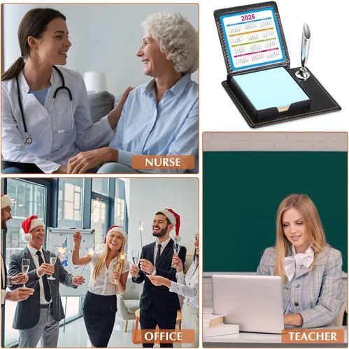 Miniatura 7 de Tenceur 10 piezas de regalos de agradecimiento a los empleados a granel, soporte de notas adhesivas de cuero sintético con tarjetas, accesorio