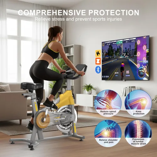Miniatura 5 de Exercise Bikes for Home, Exercise Bike with Adjustable Friction, Brake Pad Resistance Silent Belt Drive, 330lbs Weight Capacity &Upgraded Version