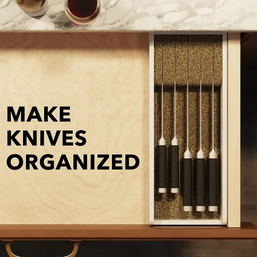 Miniatura 3 de SpaceAid Organizador de Cajón para Cuchillos Inserto de Bambú, Soporte para Cuchillos de Carne de Cocina Organizadores Bloque para Cajón