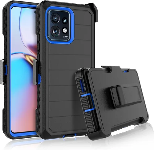 Njjex Funda para Moto Edge Plus 2023, para Motorola Edge+ 5G UW 2023/Edge 40 Pro/Edge X40 con clip para cinturón, protector de cuerpo completo