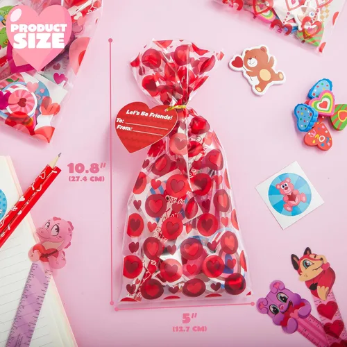 Miniatura 5 de JOYIN Paquete de 28 regalos de papelería para el día de San Valentín para niños, bolsas de golosinas con juego de recuerdos de fiesta