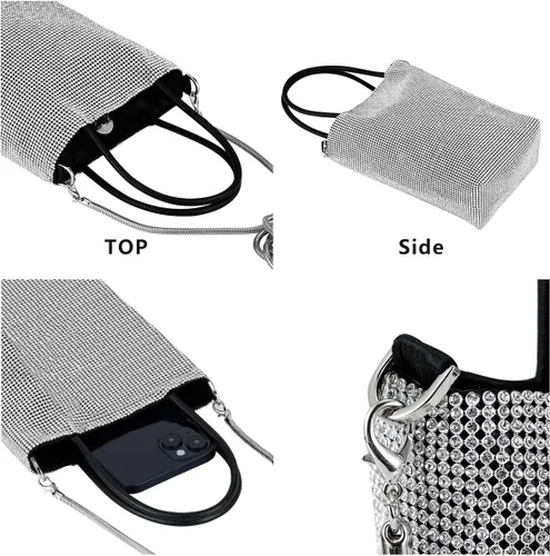 Miniatura 6 de Bolso de mano con borlas de cristal con asa de muñeca, para cóctel, fiesta, boda, noche
