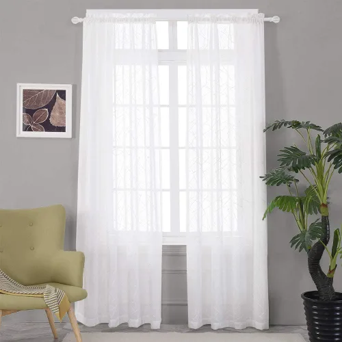 Miniatura 24 de Cortinas traslúcidas blancas de 84 pulgadas de largo, cortinas traslúcidas con bolsillo para barra para sala de estar, dormitorio, 2 paneles, 52x84